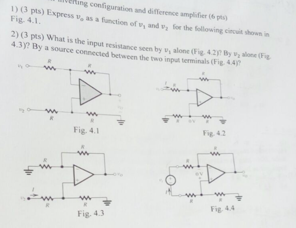  curation and difference amplifier (6 pts) 1) ( pts) Express vo
