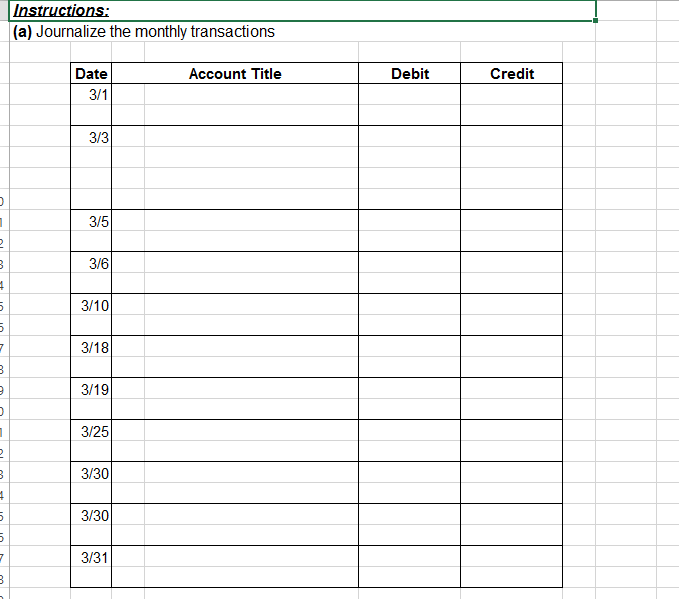 March 1 by Karl Davidson. The following selected events and transactions occurred