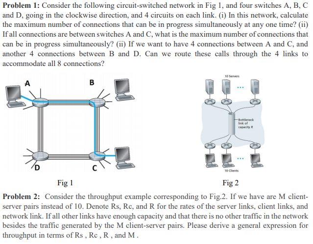 PLEASE SHOW ALL STEPS. THANKS Problem 1: Consider the following circuit-switched network