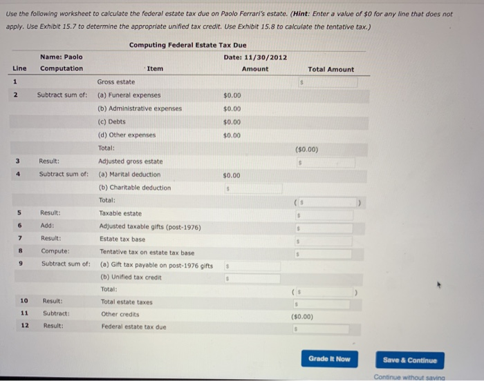 - Practice 2 Paolo Ferrari died in 2012, leaving an estate of