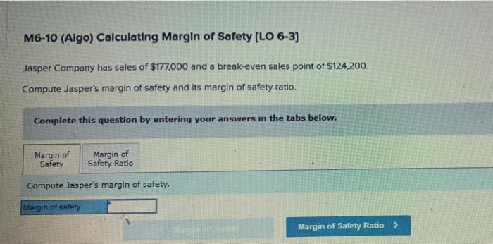  Circle Each answer Answer whole Question Margin of safety & Margin