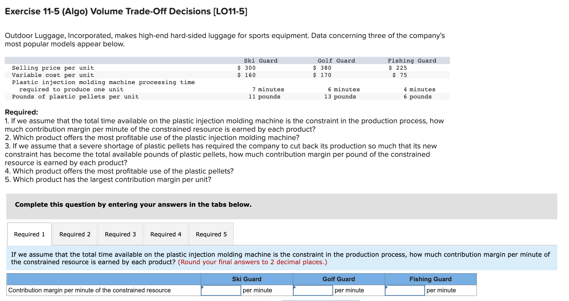 Please answer all questions and write with clear handwriting Exercise 11-5 (Algo)