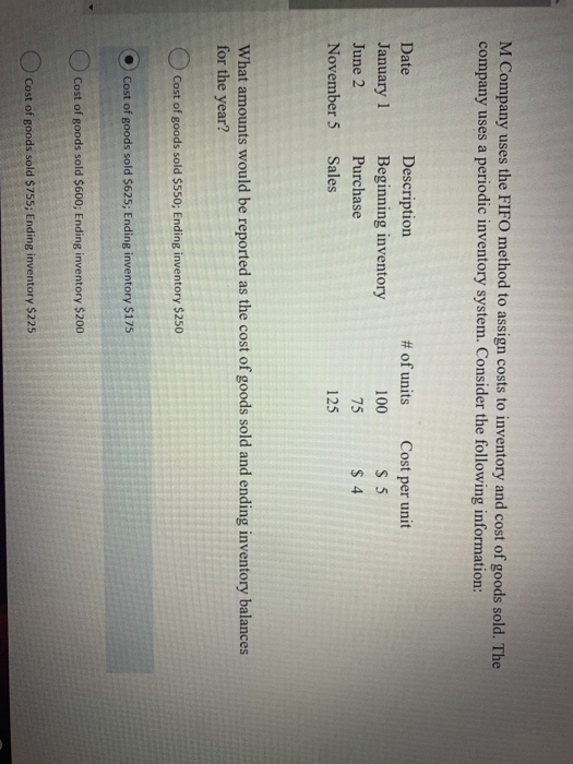 and has the following information in regard to its inventory: Beginning inventory