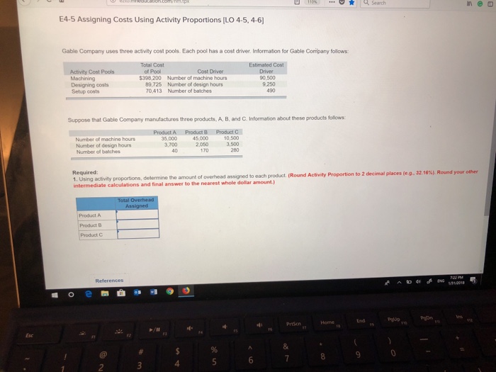  110% Search E4-5 Assigning Costs Using Activity Proportions ILO 4-5, 4-6