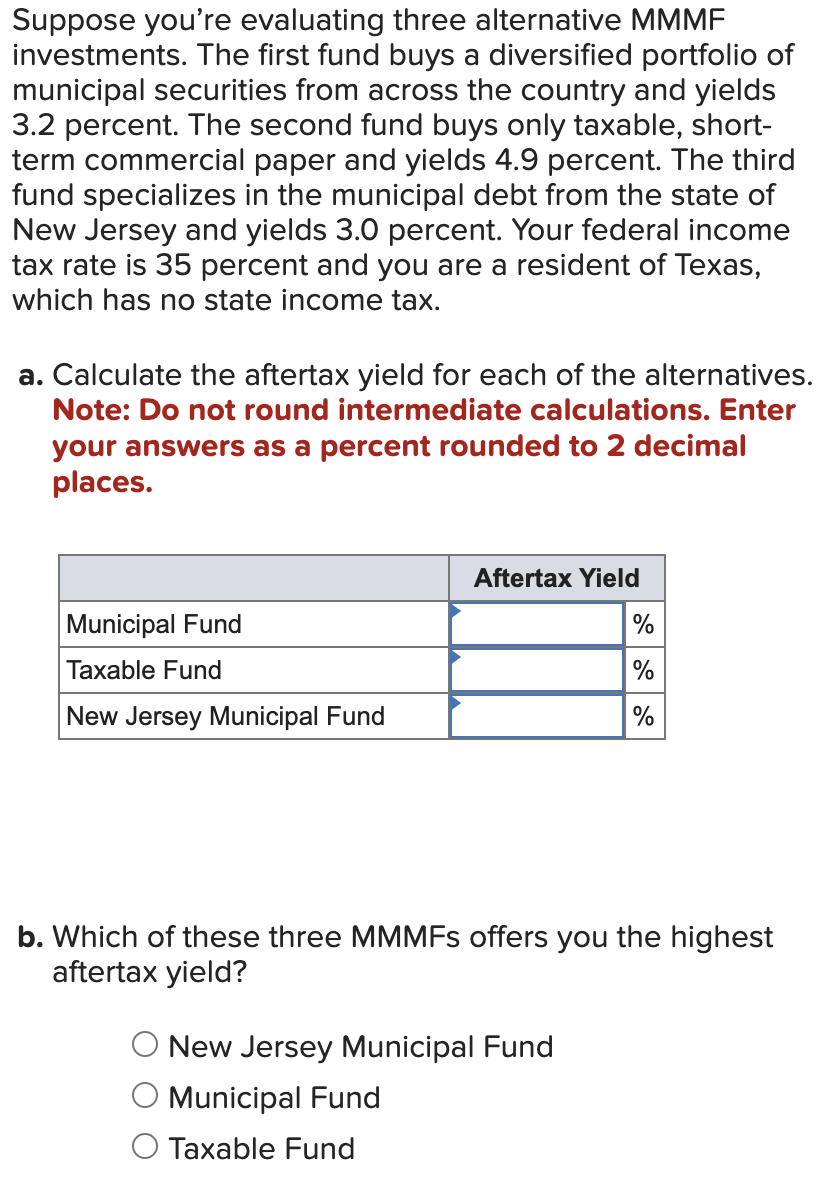 Please help me solve this problem! Suppose you're evaluating three alternative MMMF