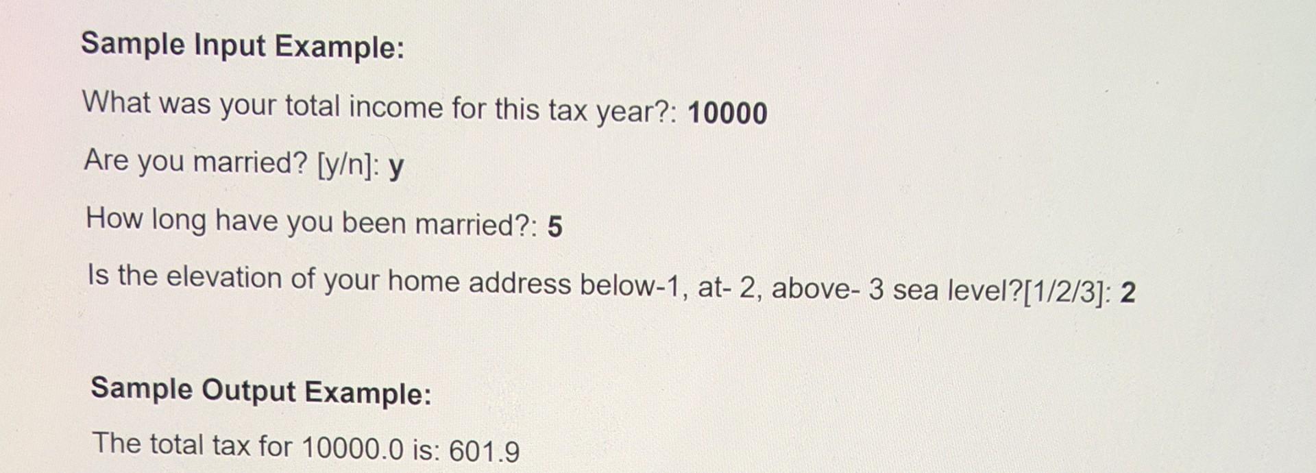 lifting. Your program should accept as input: - the amount of total