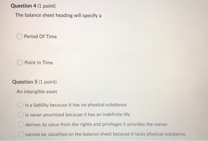the accounting cycle True False Question 2 (1 point) Long-term investments would