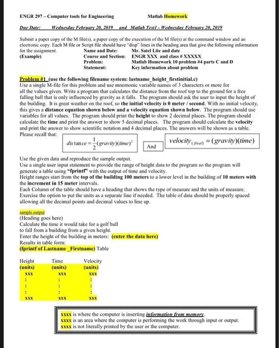  Use a single M-file for this problem and use mnemonic variable