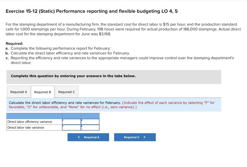 For the stamping department of a manufacturing firm, the standard cost for