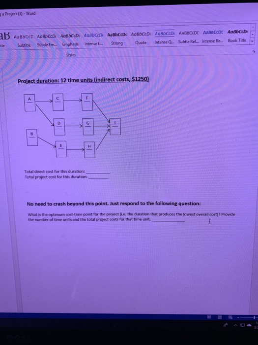 project. In each worksheet: Fill in the values in all boxes, including