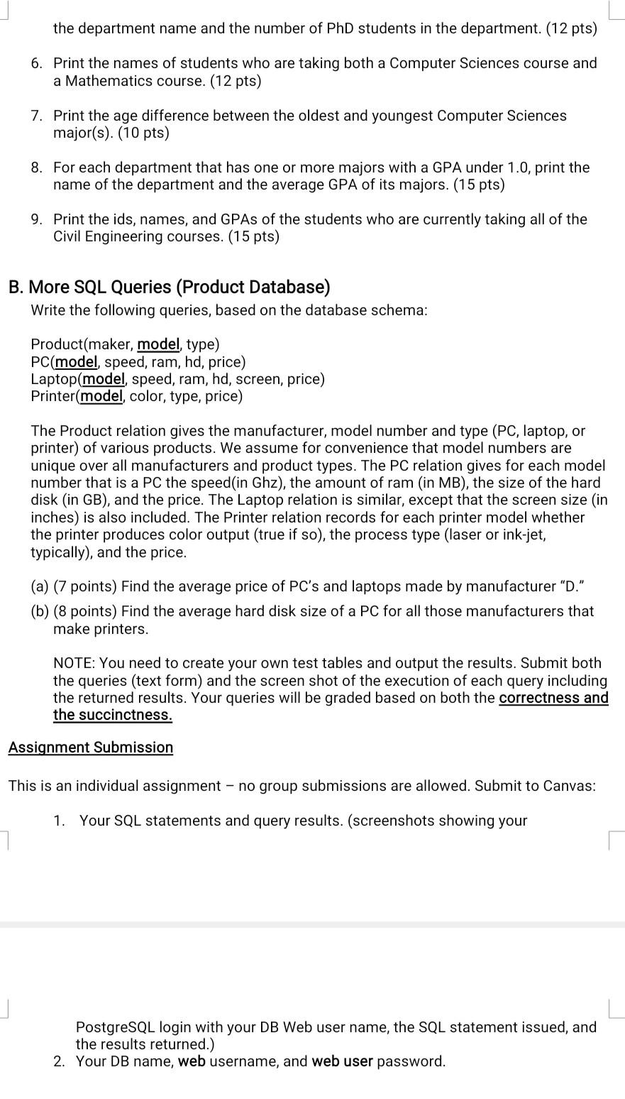 university. You need to create all the tables/relations from the .txt files