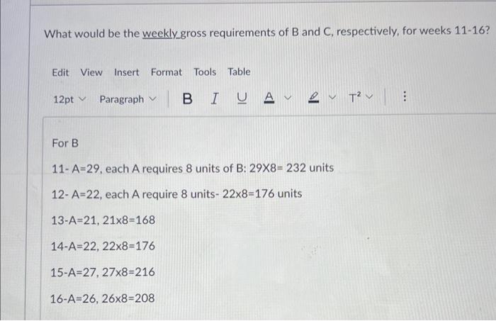 thanks Information for this assignment: A certain product has the following bill