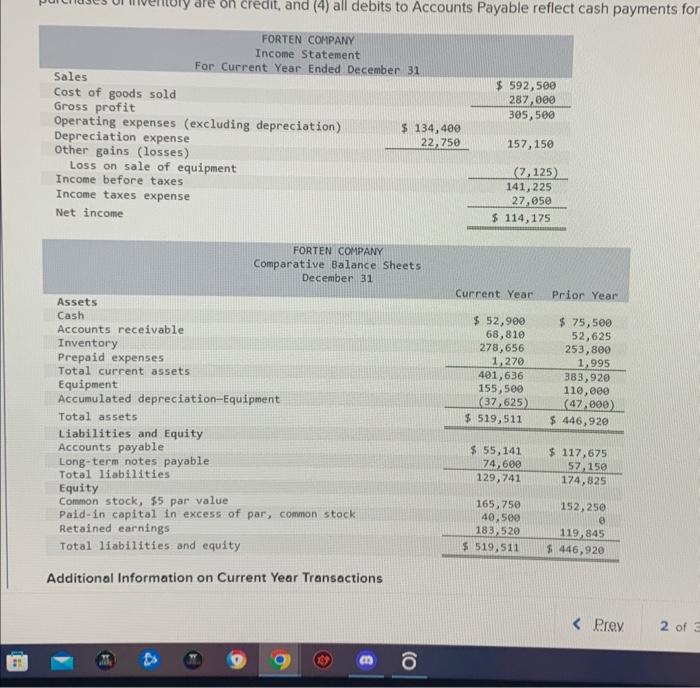  prepare a complete statement of cash flows using the direct method