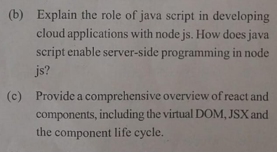  (b) Explain the role of java script in developing cloud applications