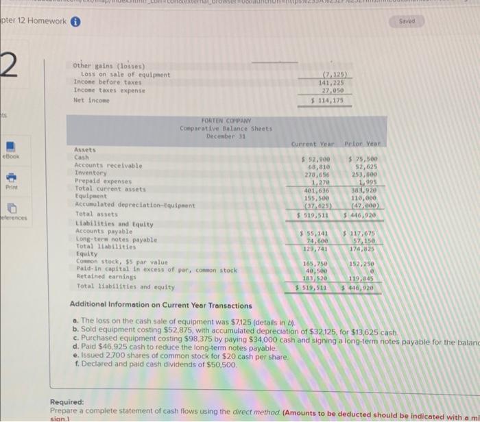 cash flows using the direct method. (Amounts to be deducted should be