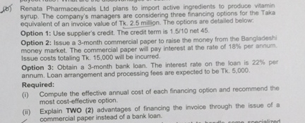  (b) Renata Pharmaceuticals Lid plans to import active ingredients to produce