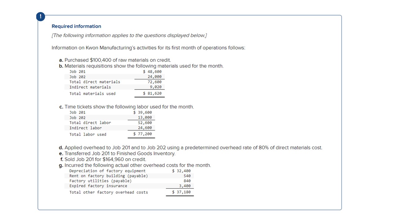 I am having issues completing these tables, and need guidance. Required information