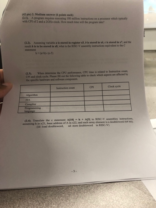  (42 pts) 2. Medium answer (6 points each) (2.1). A program
