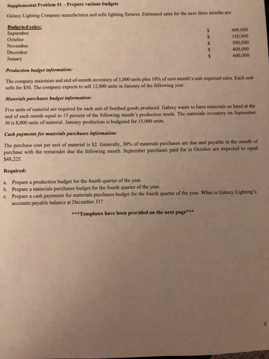  please show your work step by step. Supplemental Problem 1 -