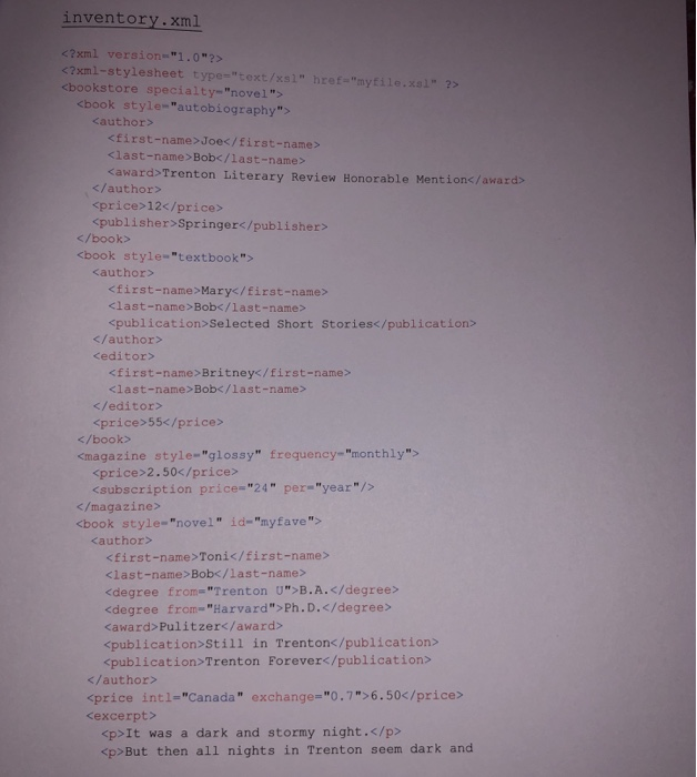 return: a) All award elements in the document b) The author(s) of