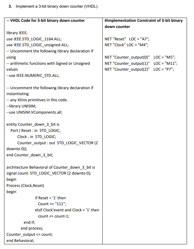 Please explain the code line by line 3. Implement a 3-bit binary