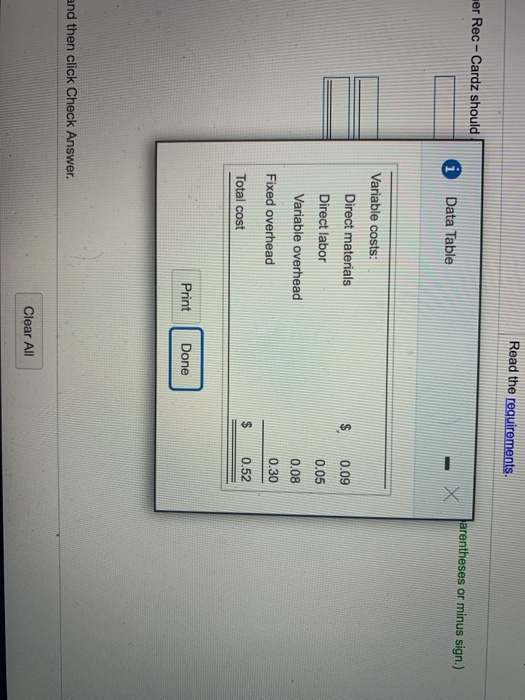  Read the requirements. ner Rec - Cardz should arentheses or minus