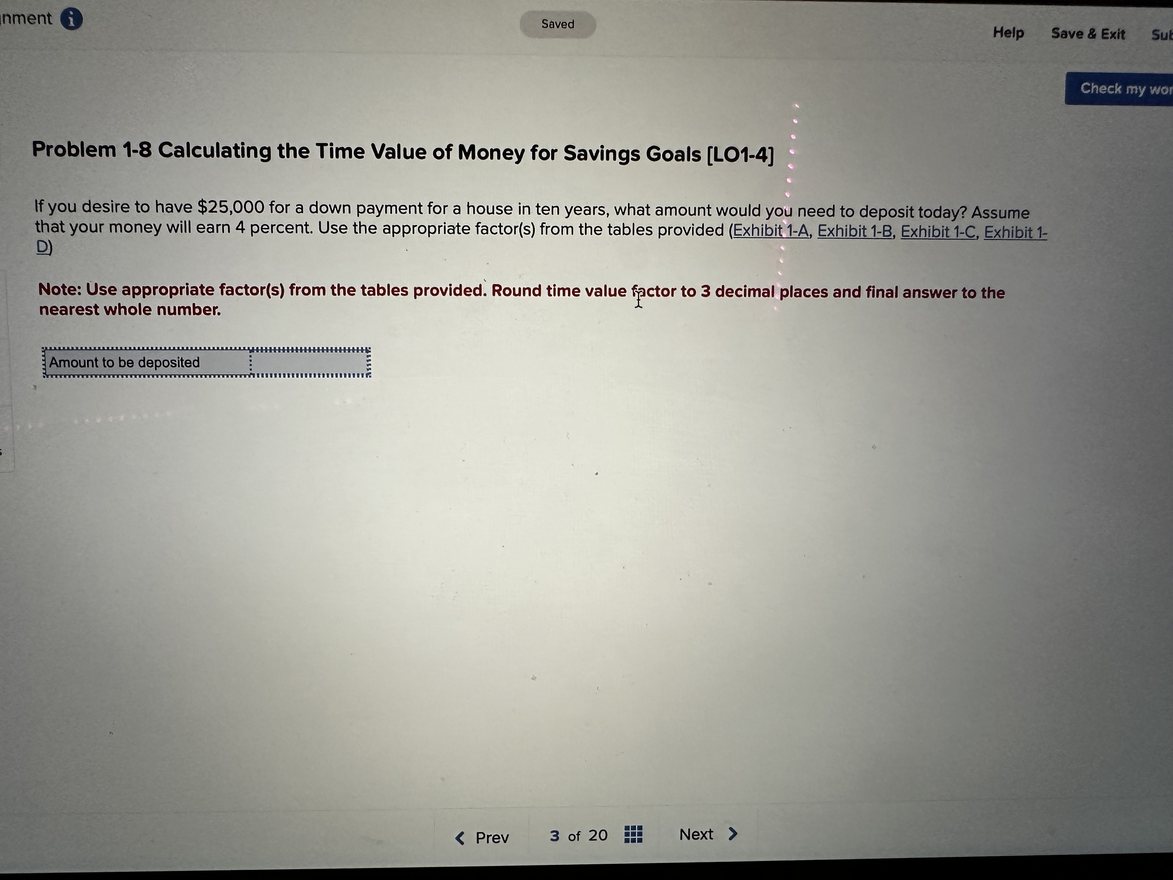  nment (i) Help Save & Exit Problem 1-8 Calculating the Time