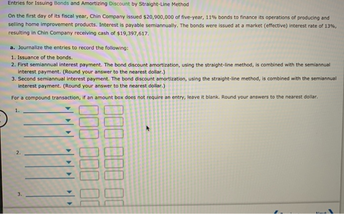 Entries for Issuing Bonds and Amortizing Discount by Straight-Line Method On