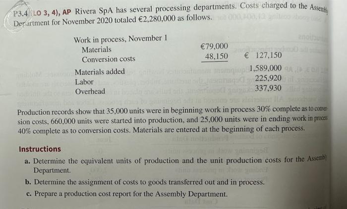  P3.4 Lo 3, 4), AP Rivera SpA has several processing departments.