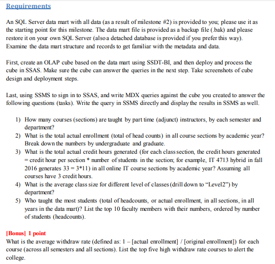  An SQL Server data mart with all data (as a result