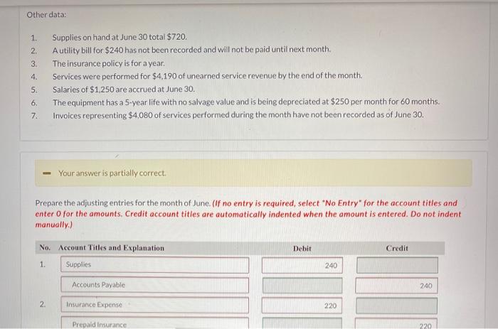 Kumar Consulting, on June 1, 2017. The trial balance at June 30