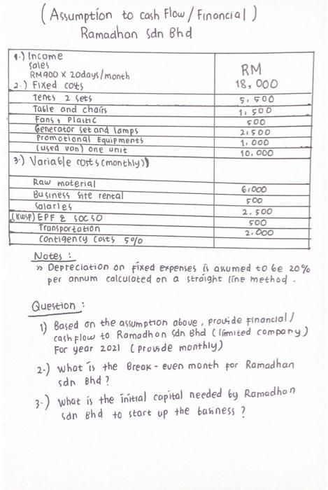 i need answer now, please. thank you ( Assumption to cash flow