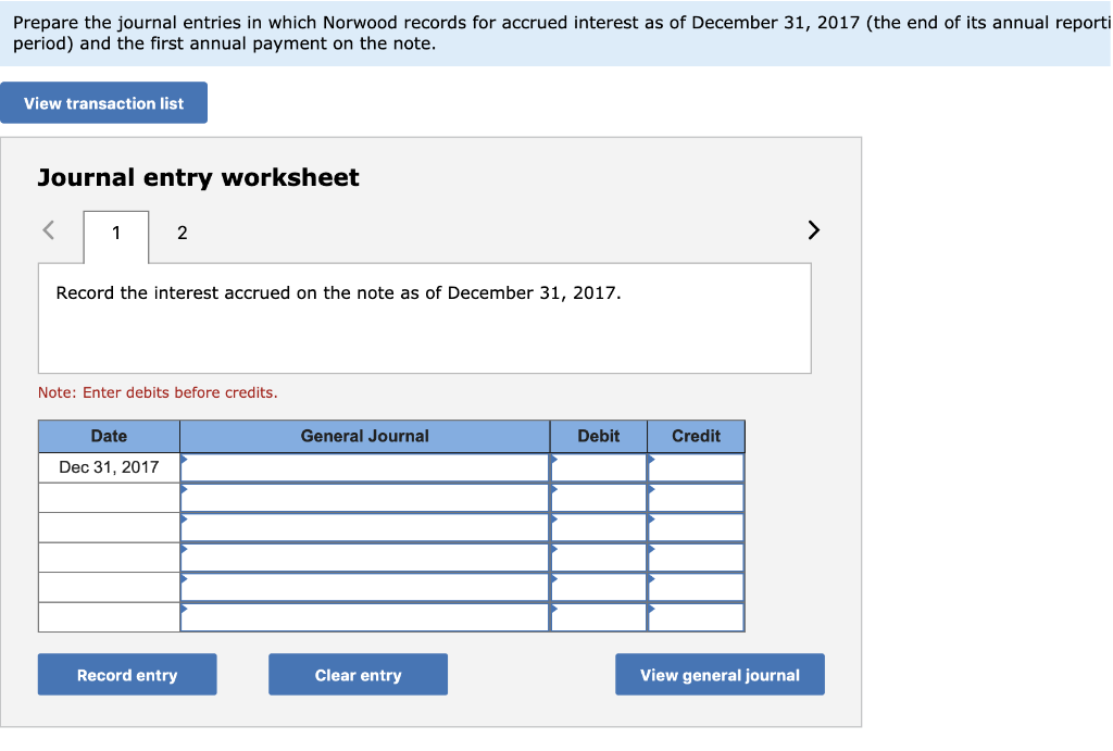 On November 1, 2017, Norwood borrows $550,000 cash from a bank by