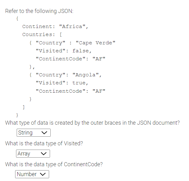  { Countries: [ "Visited": false, }, "Visited": true, }}What type of
