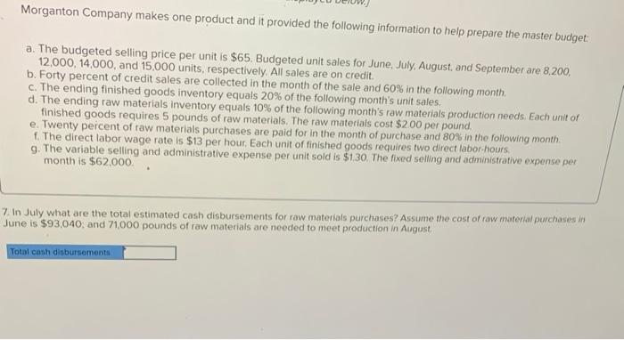 i need the answer for those question Morganton Company makes one product