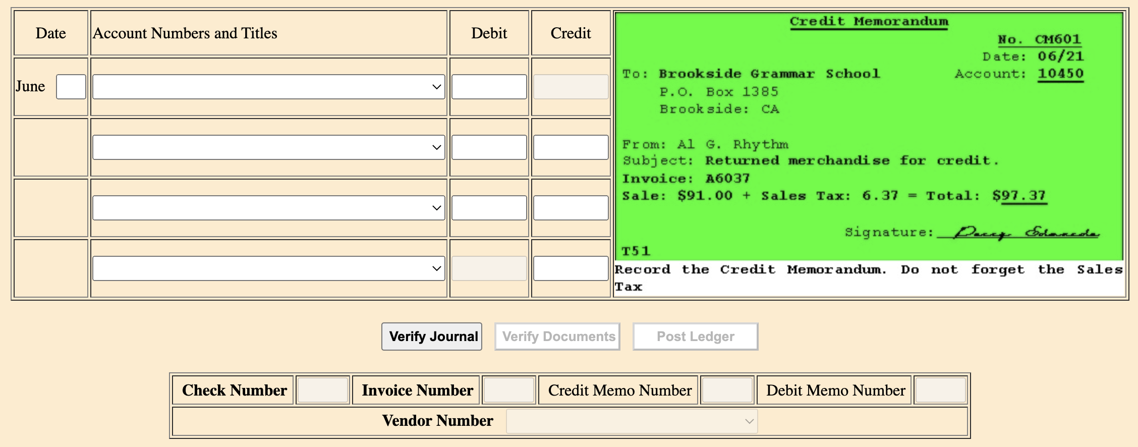 Thank you! (: Verify Journal Verify Documents Post Ledger \begin{tabular}{|c|c|c|c|c|c||} \hline
