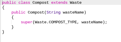 the waste class to help determine which bin to return. import java.util.*