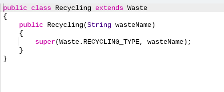 public class WasteRobot private ArrayList trashBin; private ArrayList compostBin; private ArrayList recyclingBin;