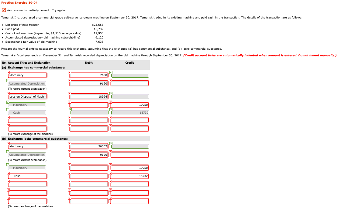  Practice Exercise 10-04 Your answer is partially correct. Try again. Tamarisk