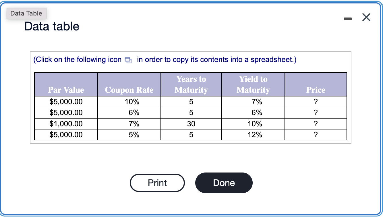  Data Table Data table (Click on the following icon in order