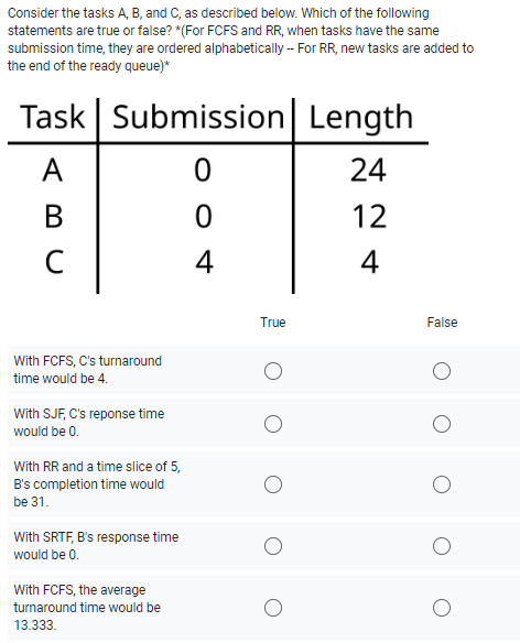 Consider the tasks A, B, and C, as described below. Which