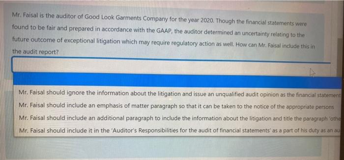 Does not believe the financial statements are presented fairly Believes the financial