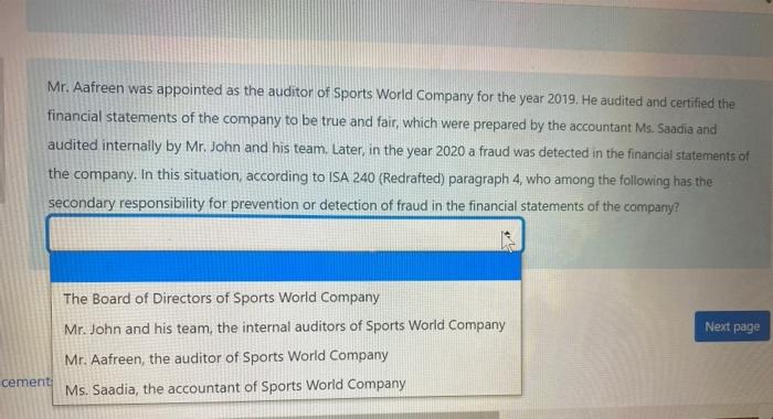company appointed Smart Audit and Assurance services to a the entity or