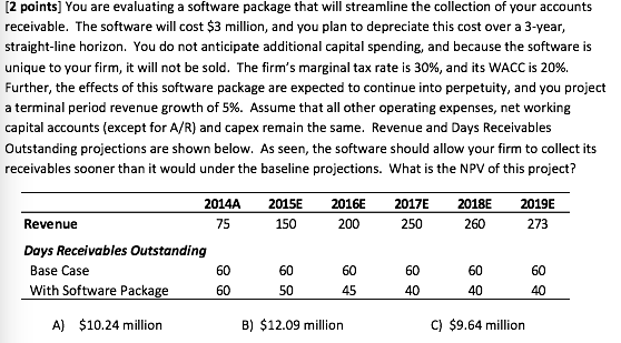  [2 points] You are evaluating a software package that will streamline