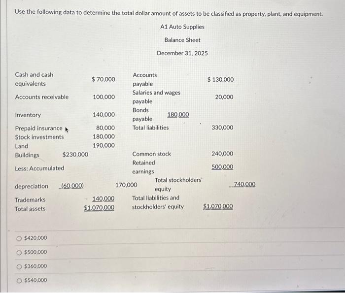  Use the following data to determine the total dollar amount of