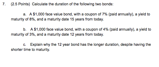 How do you calculate these without using excel Calculate the duration of