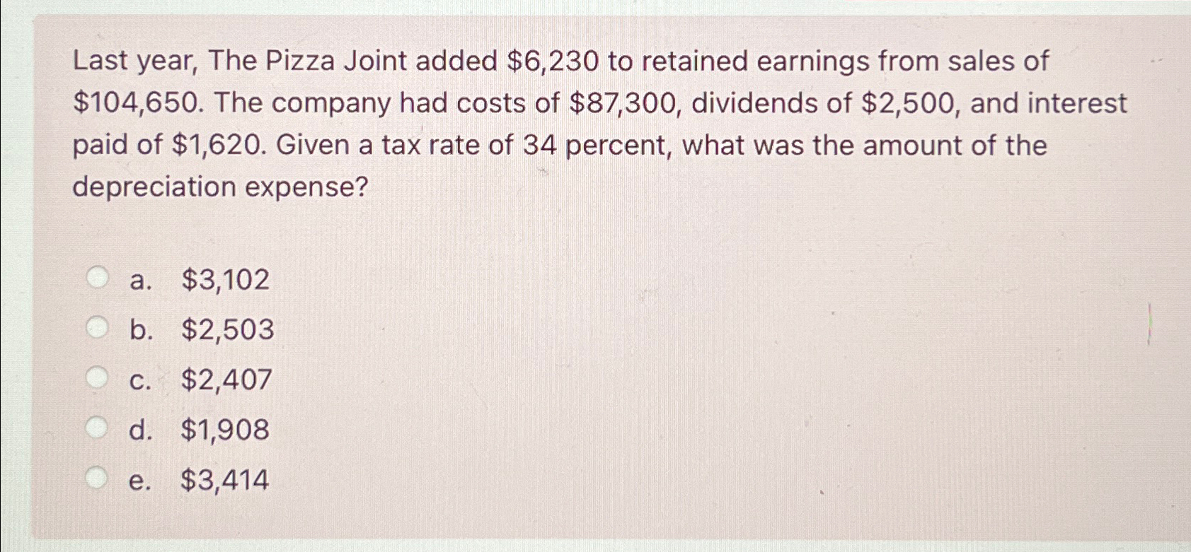  Last year, The Pizza Joint added $6,230 to retained earnings from