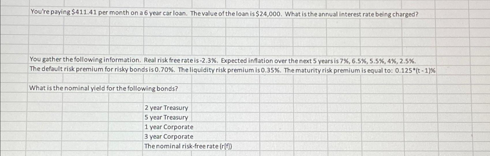  You're paying $411.41 per month on a 6 year car loan.