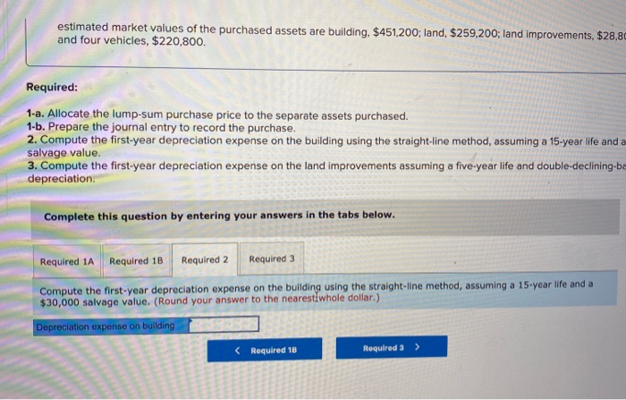 $840,000. The estimated market values of the purchased assets are building, $451,200;