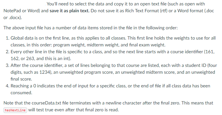 be awarded, thanks in advance! Input Data File Your program will read